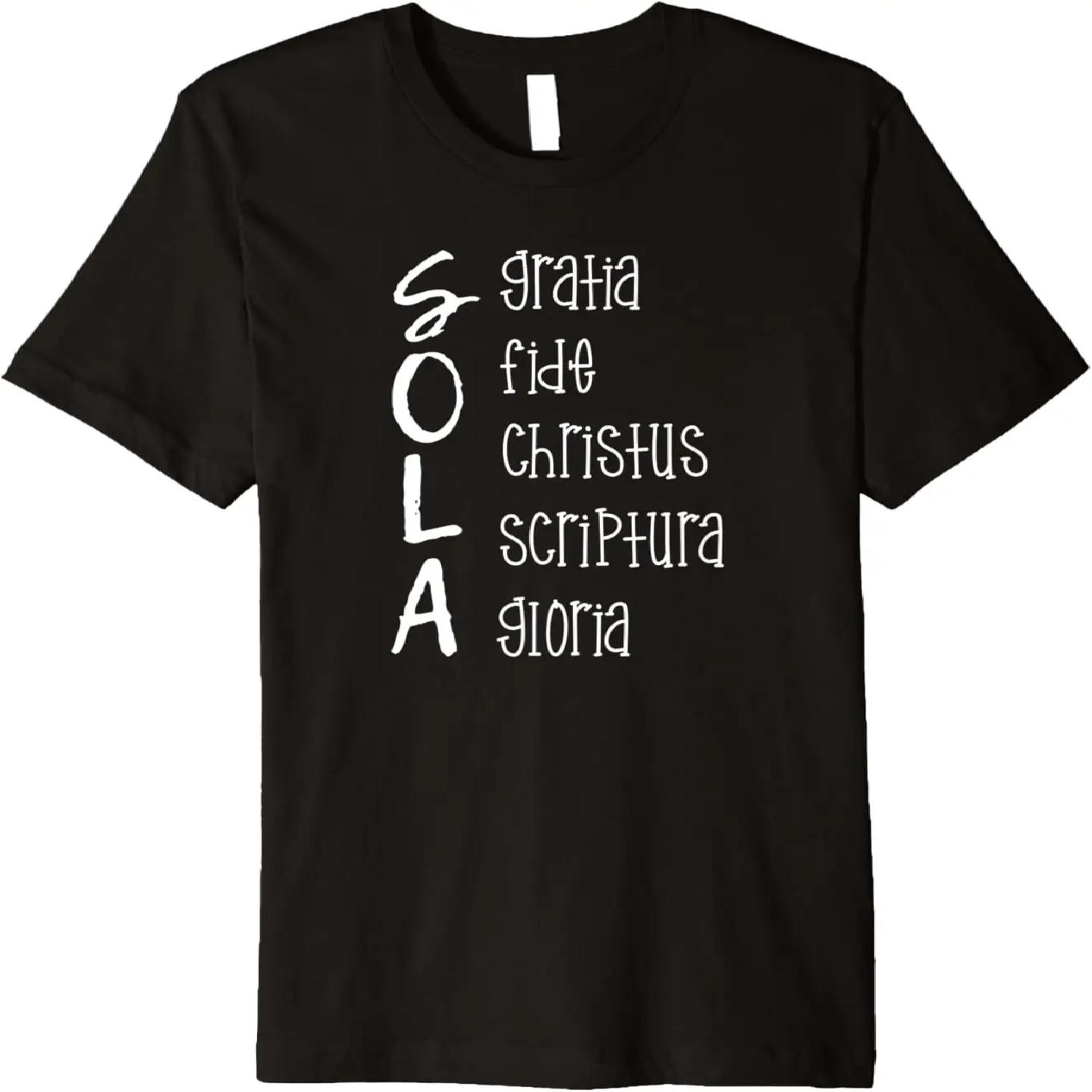 Пять  Sola  Христианская Кальвинистская Теология Иисус Спасает Премиум Футболка XXXXXL чёрный