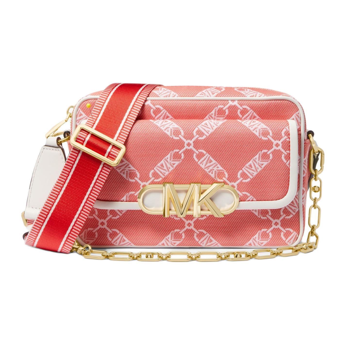 

Michael Kors Parker Logo Zip Camera Bag Women Shoulder Bag Coral-Red White 32S4G7PC8J-886 Basic Set (Bag+Dust Bag)