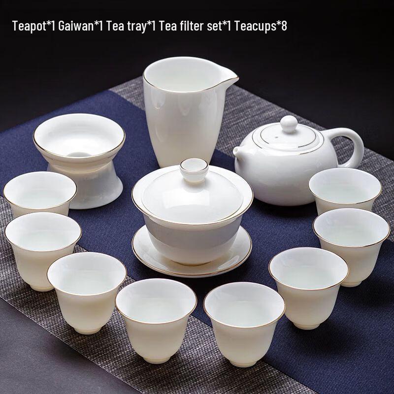 Jiakangming Mutton-Fat Jade White Porcelain Kung Fu Tea Set
