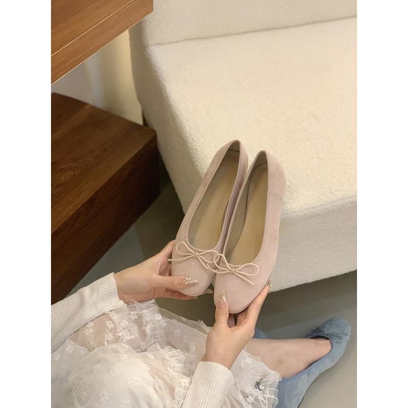 Inner height increase retro red single shoes women's shoes new spring pink ballet gentle shoes