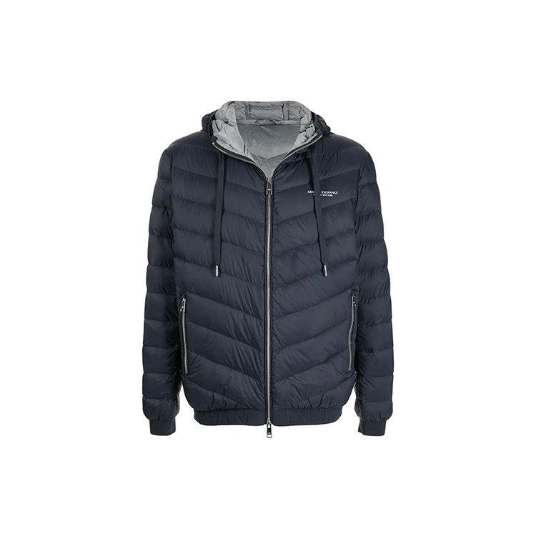 Armani Exchange Rits Letter Effen Kleur Met Capuchon Katoenen Jas Mannen jassen Marineblauw 8NZB53-ZNW3Z-5578 L black