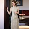 Green sleeveless national style new Chinese daily Suzhou long cheongsam improved young 1011 new women's high sense