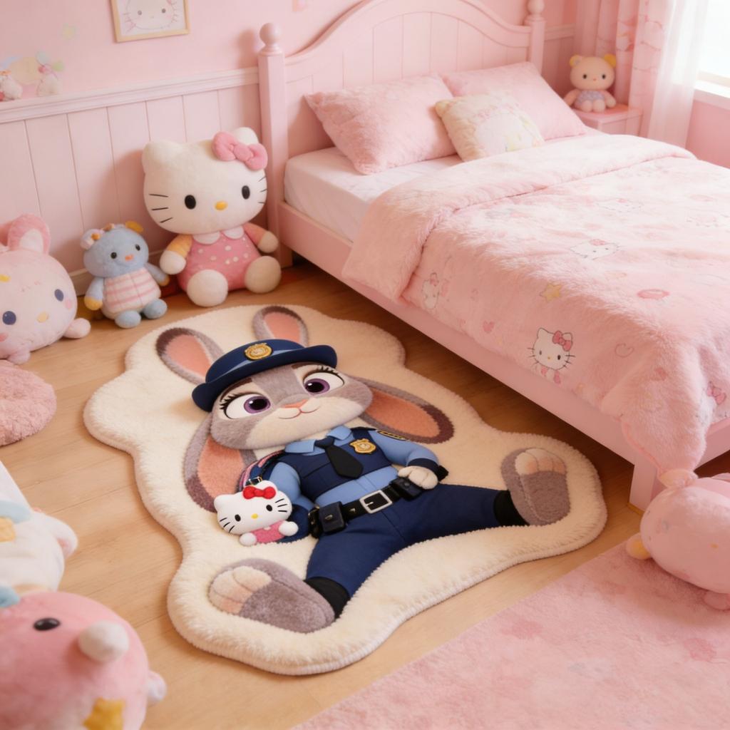 Cartoon Cute Carpet Imitation Cashmere Bedroom Bedside Stain-resistant And Easy To Care For Living Room Decoration Judith Nick Non-slip Floor Mat