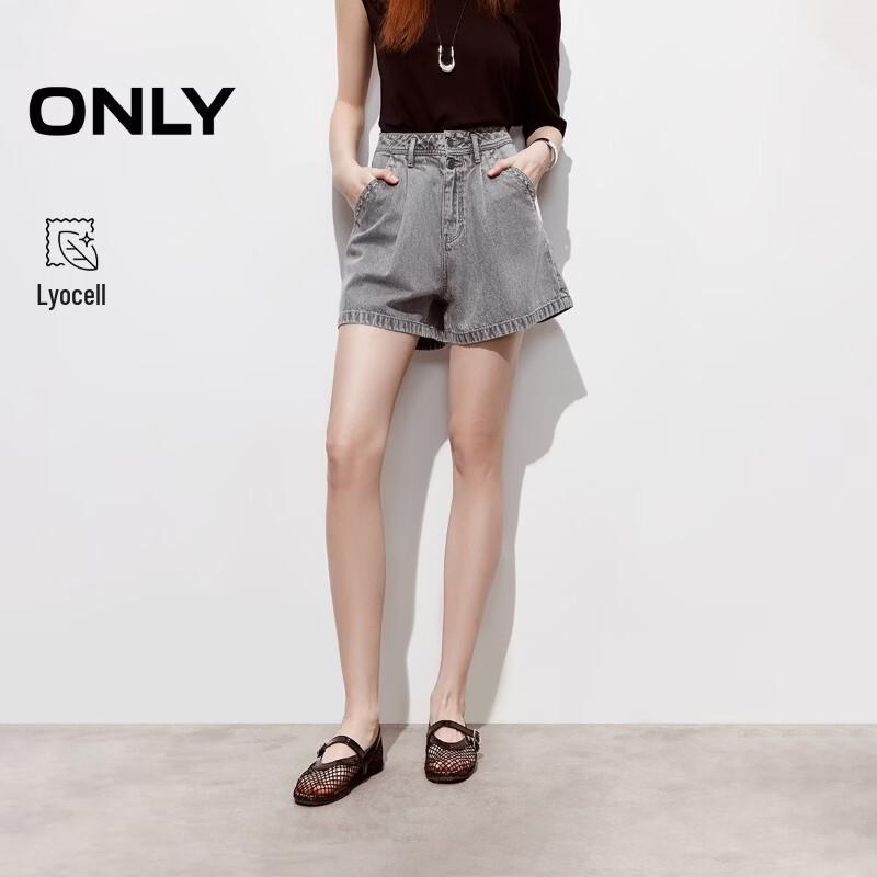 ONLY Women s A-Line Pleated Wide-Leg Denim Shorts XL