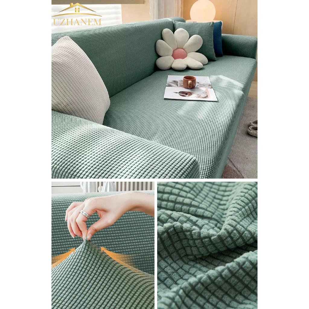 Lycra Stretch Elastic Flexible Washable Square Pattern Three-seater Sofa Cover Sofa Cover