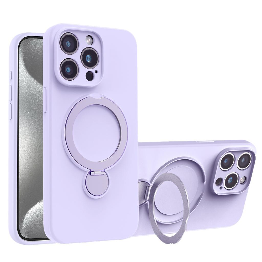 Liquid silicone is suitable for iPhone16 rotating magnetic suction bracket, mobile phone case Apple 15 all-inclusive anti-drop solid color cover 14.