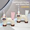 Toothbrush Holder Cat Shape with Drain Port Mold-Resistant Double-Hole Ceramic Organizer for Bathroom