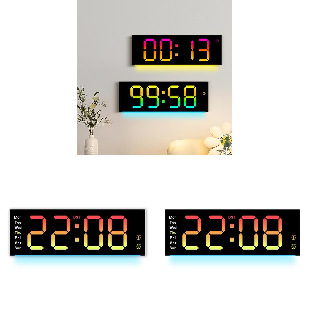Simple Led Wall Clock With Calendar And Timer Function For Modern Living Spaces