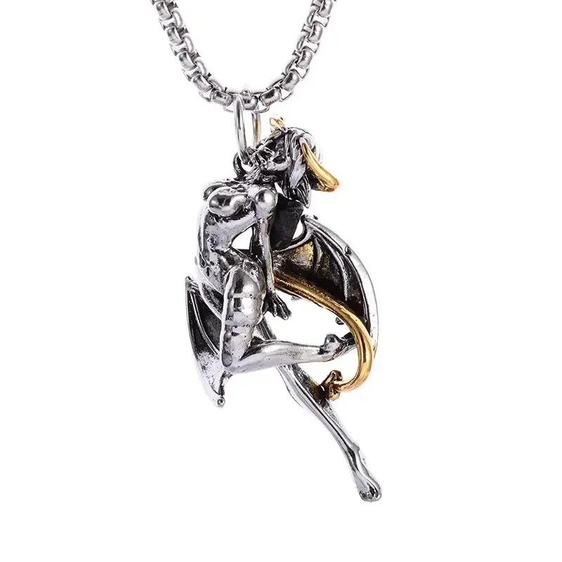 Hell Death Scythe Necklace Pendant Gothic Mysterious Devil Necklace Men\'s Personality Punk Retro Halloween Trend Jewelry