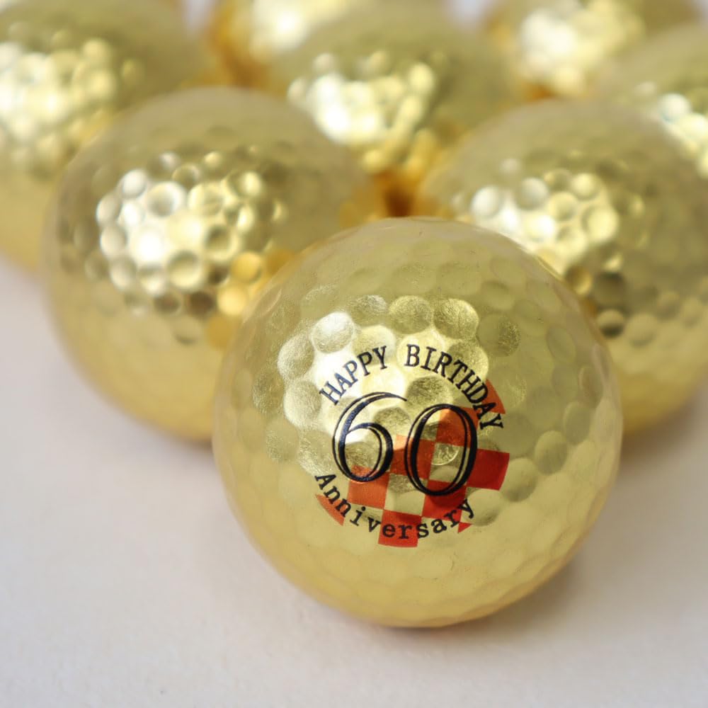 60th Birthday Golf Gift Kanazawa 1 Gold Leaf Golf Ball 1 Acrylic Pedestal Golf Ball Fully Decorated with Traditional Craft Gold Leaf from Kanazawa