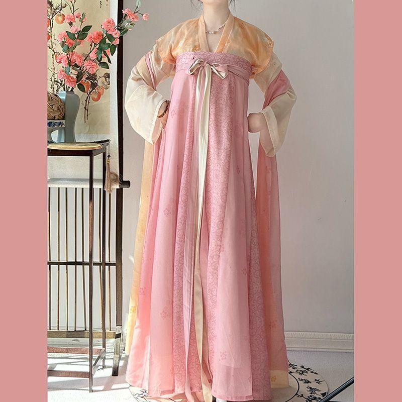 Restore Chinese Tang Dynasty Style Hanfu For Women Tang  Beizi One Piece Skirt Daily Dopamine Suit