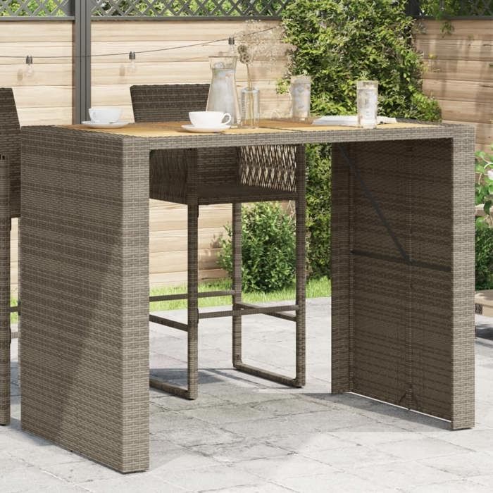VidaXL Table de bar de jardin avec dessus en bois d'acacia gris 145x80x110 cm, table d'extérieur, table à manger de jardin, 368699