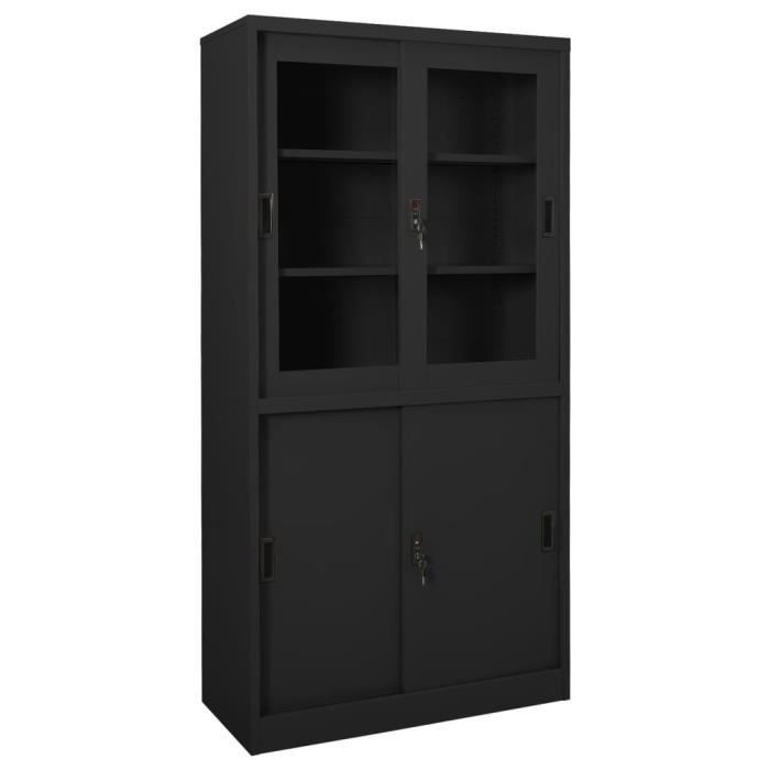 VidaXL Armoire de bureau et porte coulissante, Anthracite 90x40x180 cm