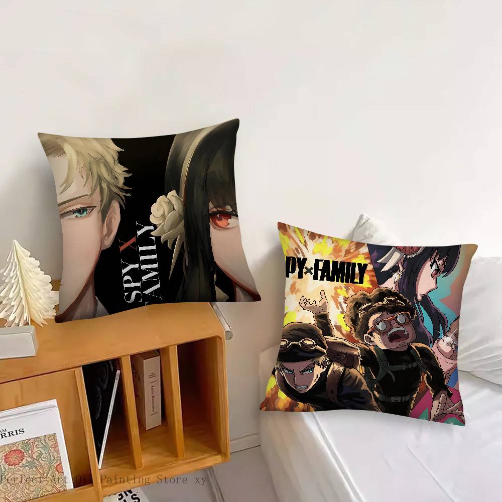 Anime S-SpyXFamilyes Pillow Case Square Pillow Bedroom Sofa Leisure Comfort Cushion Car Living Room Home Decoration