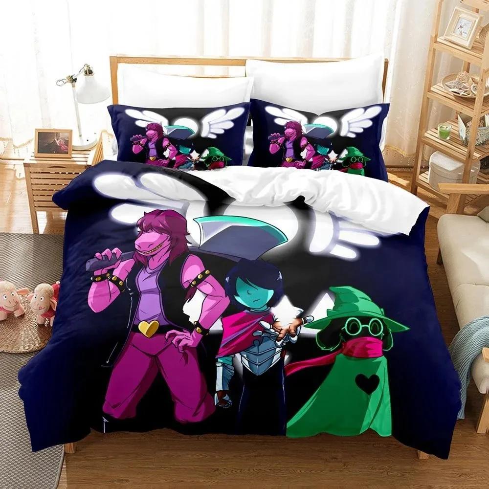 Moda Stampa 3D Anime Gioco Deltarune 2 Set Biancheria da Letto Singolo Twin Ful Quen King-Size Dimensioni Dimensioni Set Biancheria da Letto Persone Adulte Bambino Camera da Letto Piumone