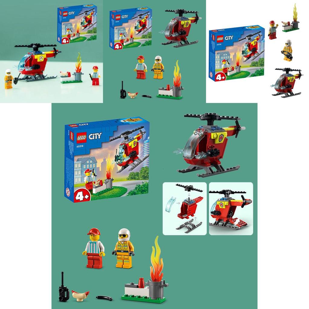 City Fire Helicopter Building Blocks Toy Abs Plastic Construction Set For Boys And Girls Perfect Gift For Kids 15.7*14.1*4.5cm Packaging