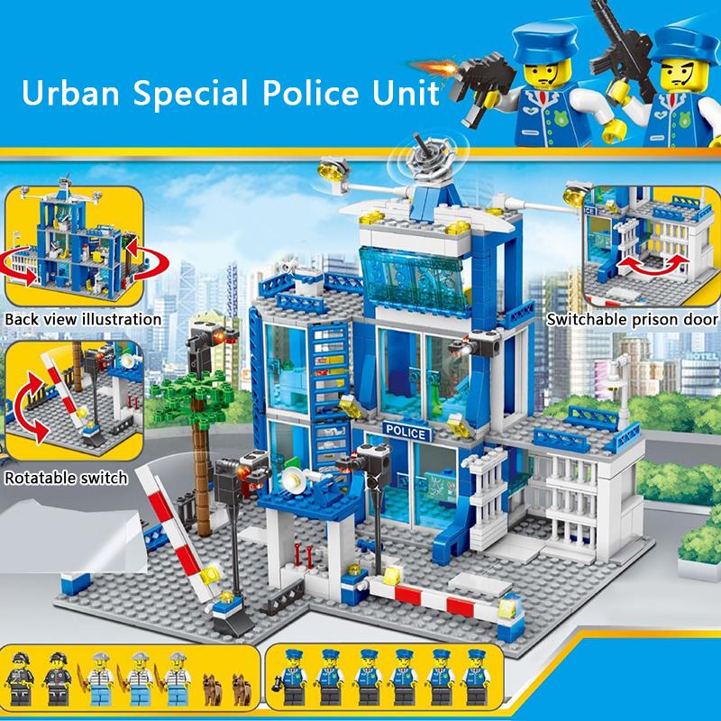 Сложные полицейские строительные блоки Машина Детские развивающие DIY игрушки Мелкие детали Творческие обучающие инструменты
