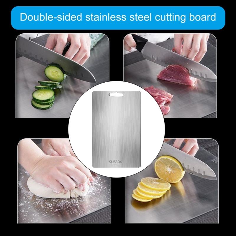 Meat Cutting Board Double Side Chopping Boards Unique Cutting Boards Stainless Steel Texture Suitable for Everyday Use