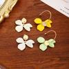 Silver Needle Asymmetrical Petal Earrings: French Color Block, Light Luxury, Fresh Pastoral Style for Autumn/Winter.