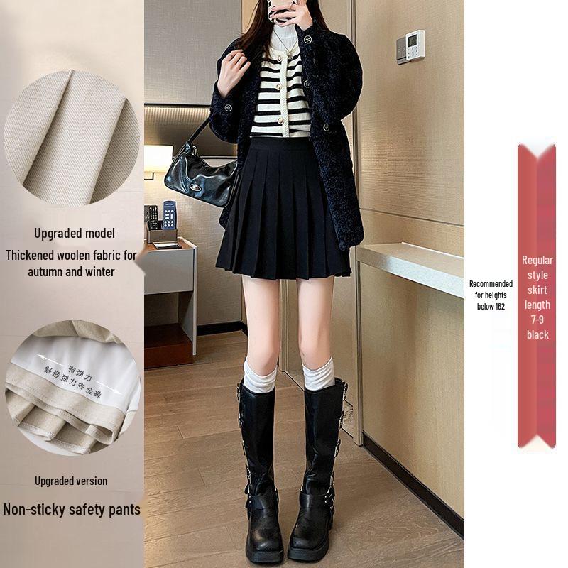 Autumn/Winter Thick Wool Pleated A-line Skirt - High Waist Slimming, Plus Size, Petite, Extended Length. 
