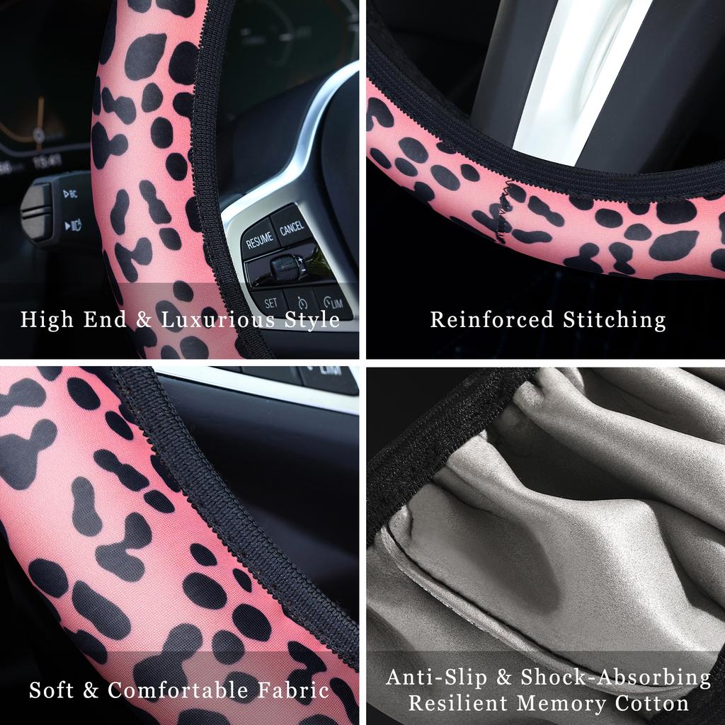 Auto Lenkradbezug hochwertiger Leopardenmuster Göttin innen atmungsaktiv rutschfest ohne Innenring Lenkerabdeckung