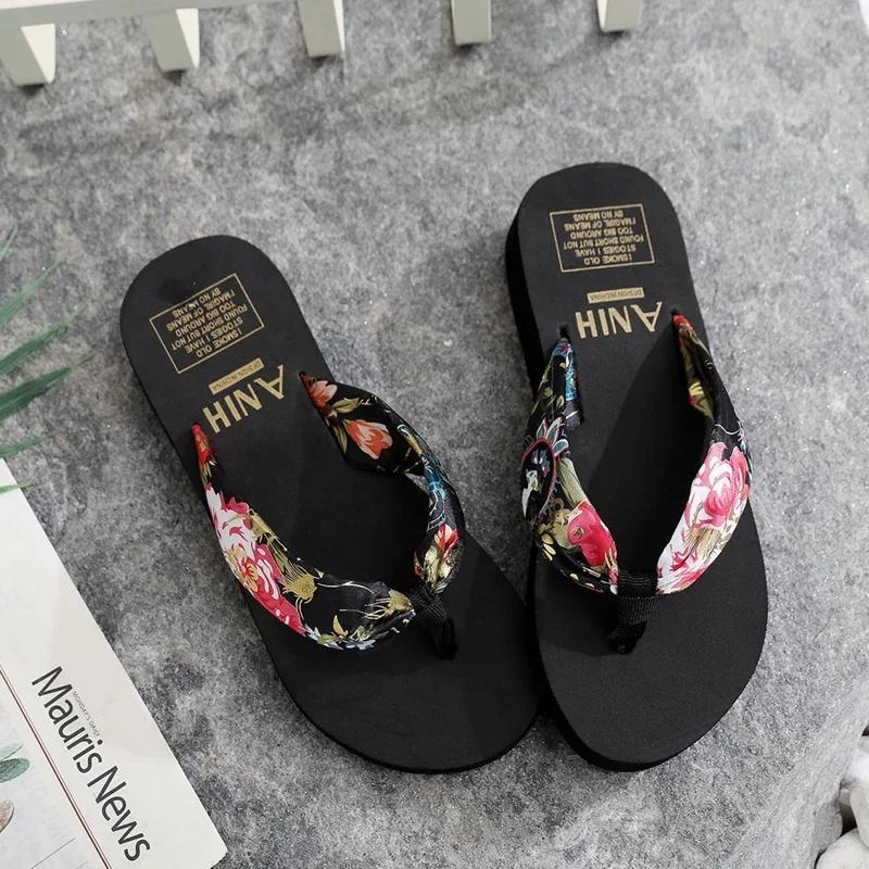 Women Summer EVA Slipper Bohemian Satin Ribbon Female Flip Flop 2024 Beach Simple Leisure Ladies Shoes Sandal