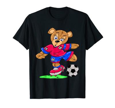 Fußballspielendes Teddybär-T-Shirt von Straßenkünstler Zamiro