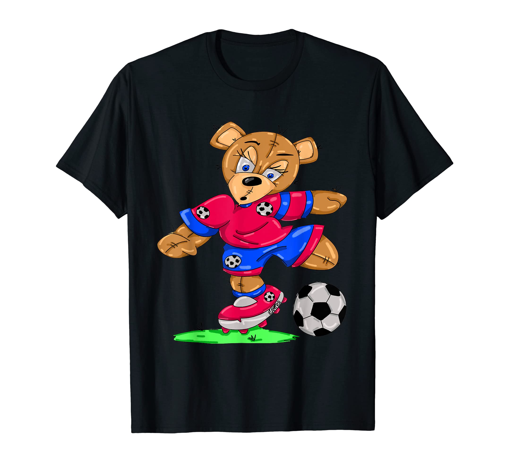 

Soccer-Playing Teddy Bear T-Shirt by Street Artist Zamiro