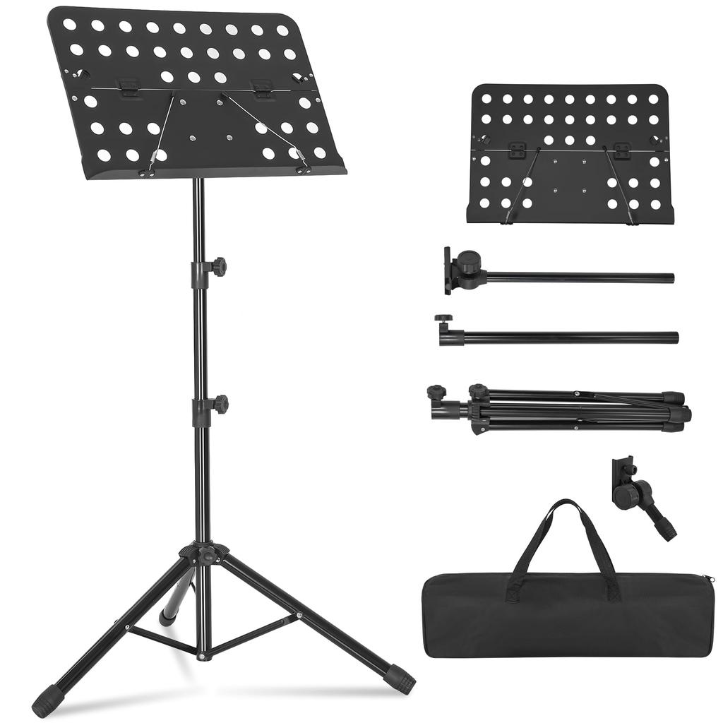 AKOZLIN Foldable Music Stand, Adjustable AngleHeight, Music Stand, Sheet Music Holder, Music Stand, Height Adjustable from 49cm to 127cm, Projector