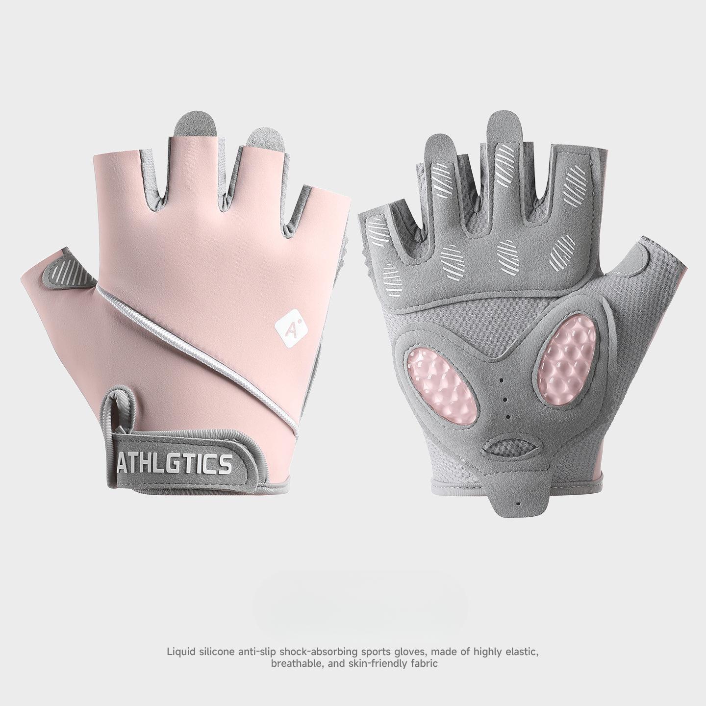 

Fitness Gloves for Women Outdoor Riding Breathable Ice Silk Anti slip Wear Resistant Anti Cocoon Liquid Silicone Sports Half Finger Gloves S