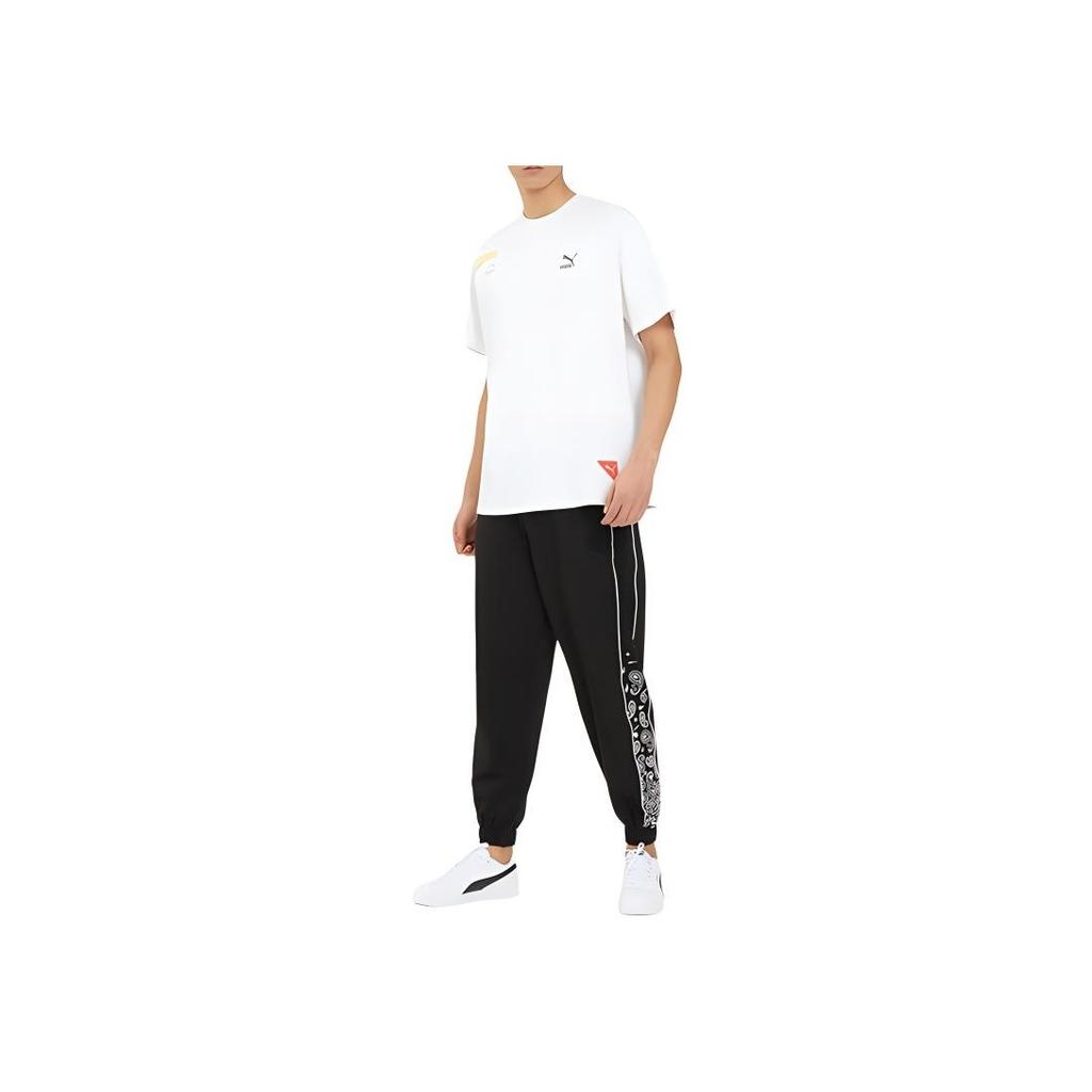 Puma Outdoor Sports Pants With Solid Stripe Print Pattern Unisex Bottoms Black 539524-01