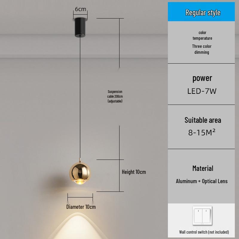 Modern Touch Switch Pendant Light for Bedroom, Living Room, or Study - Adjustable Headboard and Background Wall Lighting