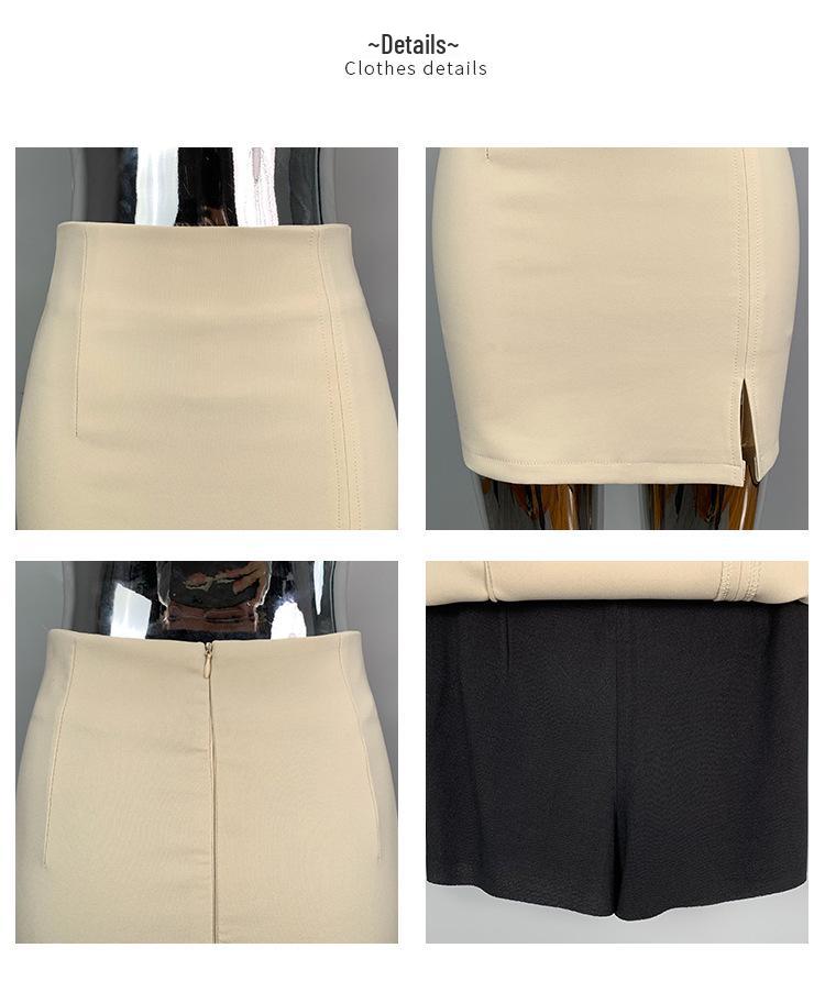 Korean Dongdaemun High Waist Sexy Slim-Fit Short Skirt with Lining and Small Slit