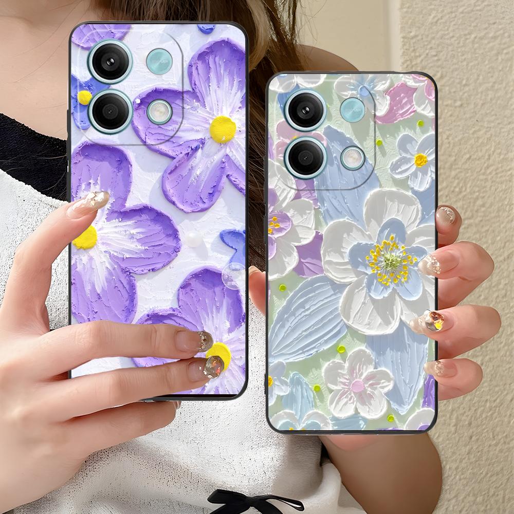 Oil Painting Flower Phone Case for Xiaomi Redmi Note 14 13 12 11 A5 3 2 1 Pro Plus 4G 5G Colour Printing Protective Cover Luxury