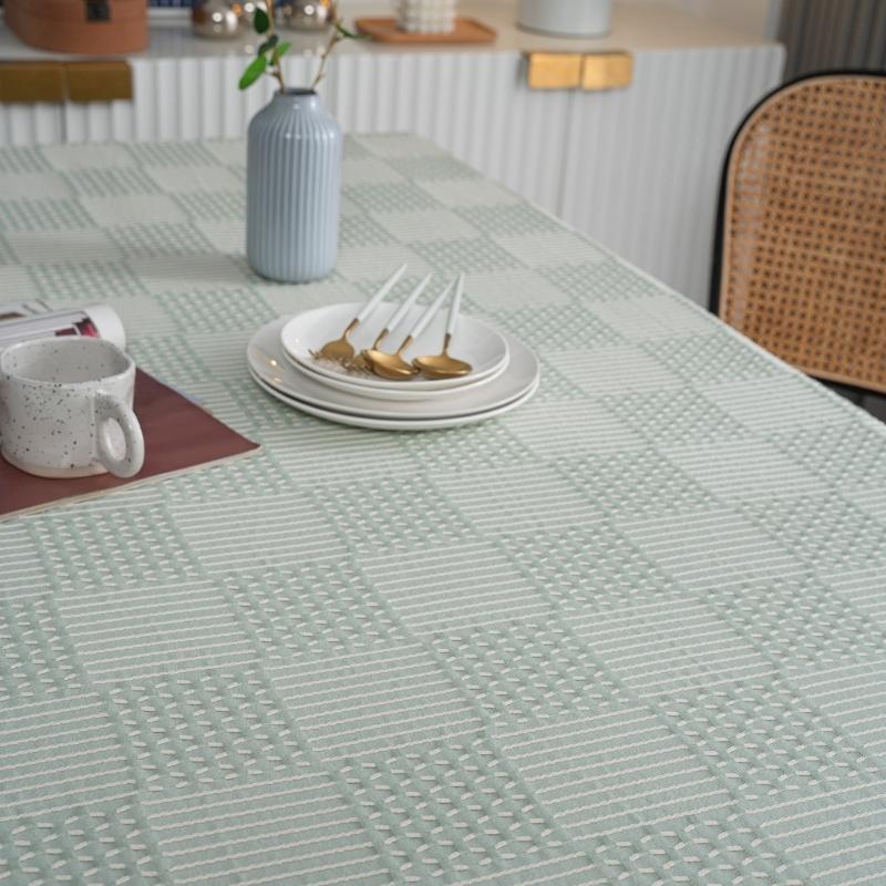 Fringed Table Cover Stains Resistant Polyester Linen Texture Tablecloth Decors For Kitchen Dining Room Decorations