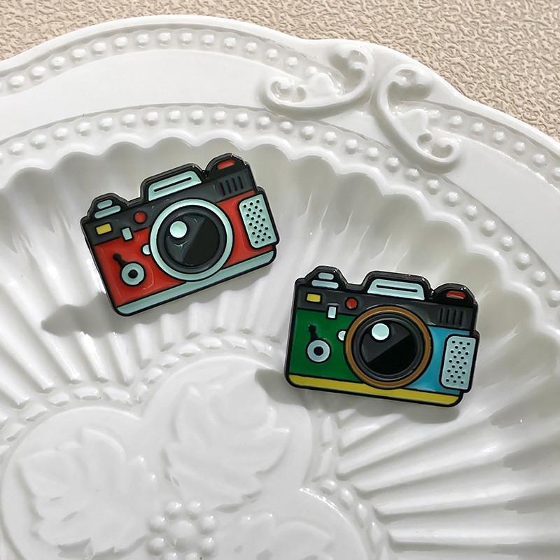 Creative Geometric Camera Style Enamel Brooch For Customizable Fashion Statement