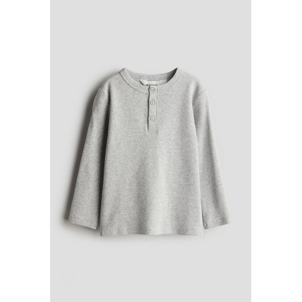 

Хлопковый топ-хенли HM Grey Melange