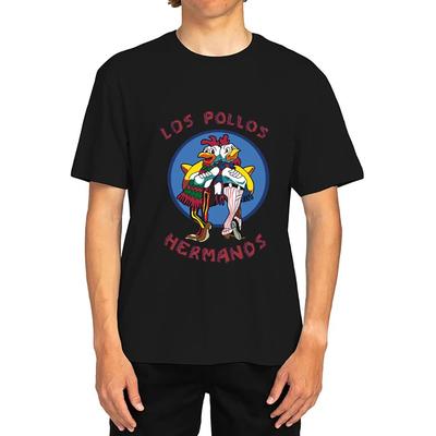 TV Series Merchandise Streetwear Breaking Bad LOS POLLOS Hermanos Retro T-Shirt Print Cotton Short Sleeve Graphic Tee Unisex