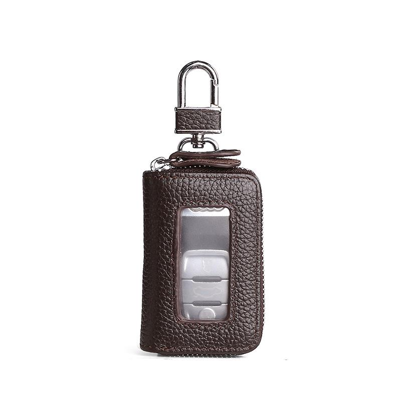 Retro Schlüsselanhänger Brieftasche Reißverschlusstasche Visuelle Spiegelfenster Autoschlüssel Schutztasche Leder Schlüsselhalter Mini Autoschlüssel Tasche Fall