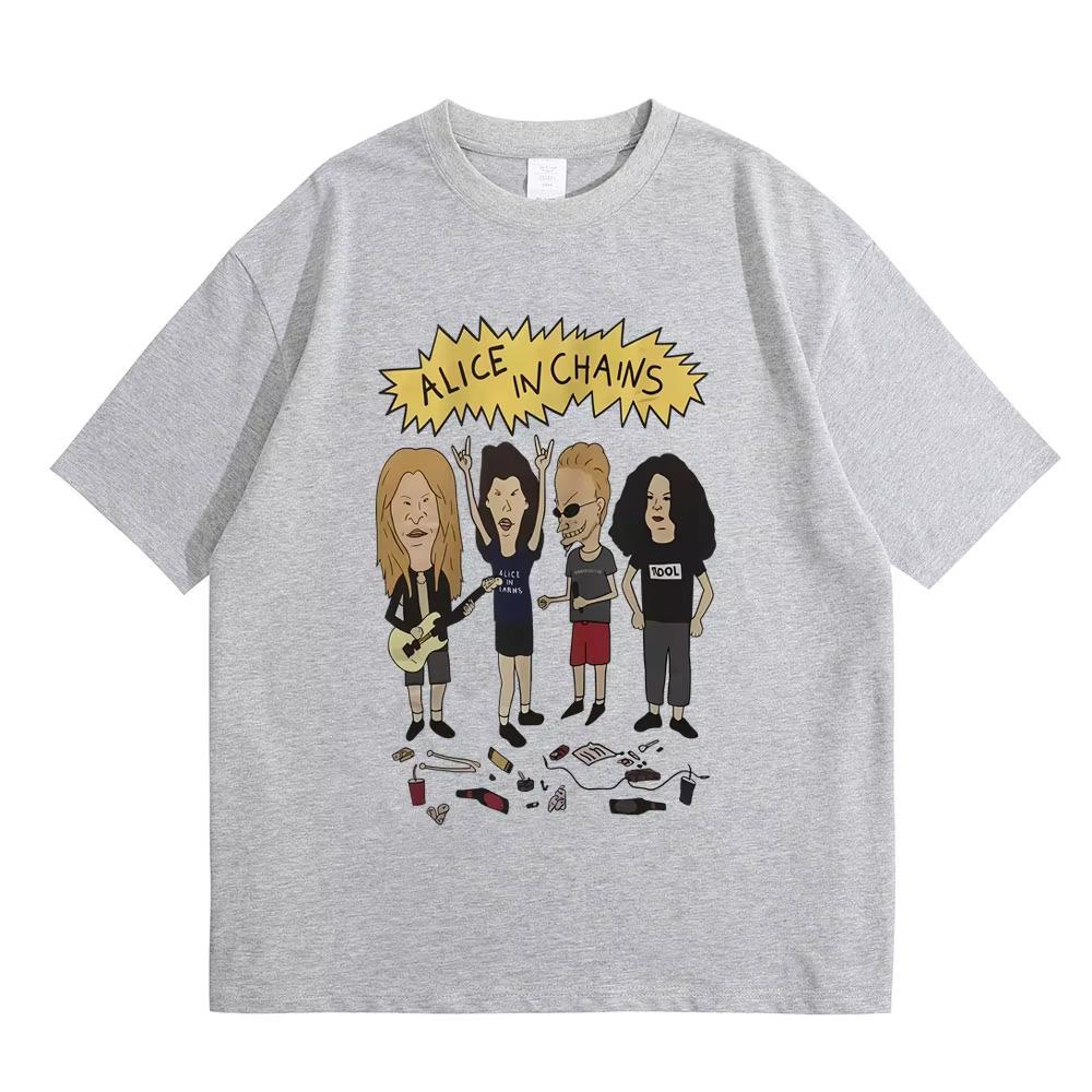 

Rock Band Alice in Chains Cartoon Style T Shirts Men Women Oversized Gothic Streetwear Male Vintage Casual Short Sleeve T-shirt 4XL
