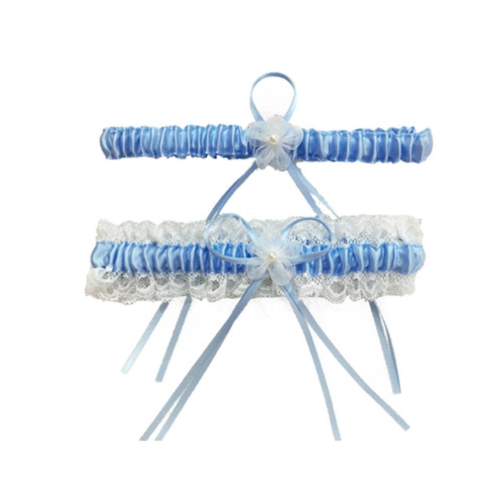 Neuer Damen Strumpfband Brautspitzenstrumpfband Schleife Blau Beindekoration Hochzeit Hochzeitsstrumpfband