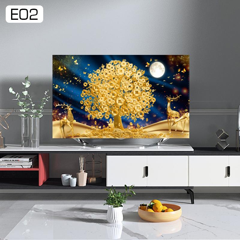 Soft Fabric TV Hood Dust-proof Cover Towel 32 37 40 43 50 60Inches Household Hanging LCD TV Cover Dustproof Decorative Cover
