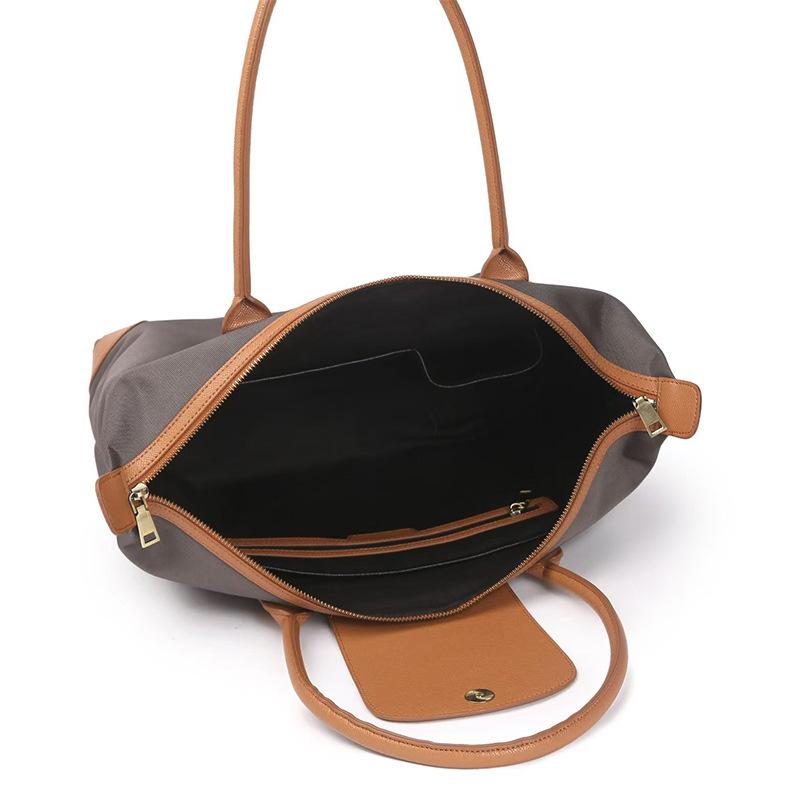 2025 Autumn Winter New Water Hyacinth Fabric and Leather Large Capacity Laptop Bag Single Shoulder Tote Handbag Commuter Bag Women's Bag