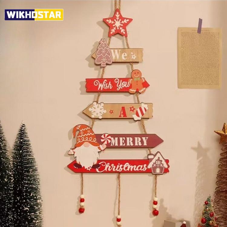 Christmas Hanging Pendant Wooden Crafts Xmas Tree Wall Ornament Natal Navidad Merry Christmas Decor 2025 Happy New Year 2026