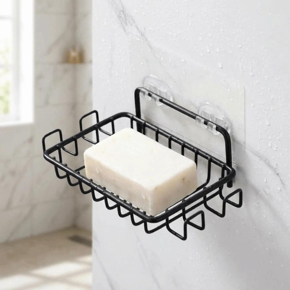 Stainless Steel Soap Rack with Hooks Soap Holder Soap Saver Wall Mounted Soap Dish Kitchen