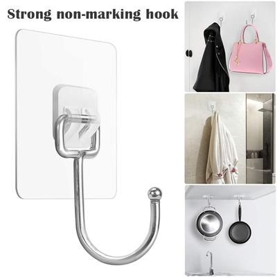 Large Adhesive Hooks, Waterproof and Rustproof, Wall Hooks for Hanging Heavy Duty Metal Towel and Coats, Kitchen Hangers