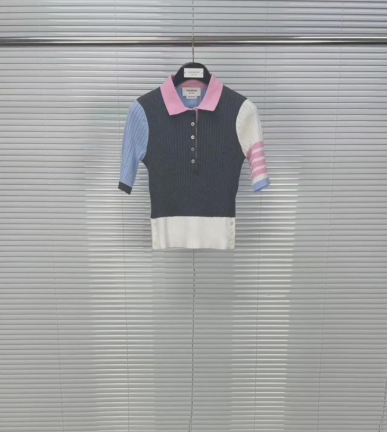 

Женское летнее поло из шерсти контрастного цвета TB Tom – повседневная, удобная, универсальная рубашка с коротким рукавом Size M