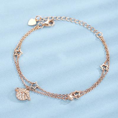 Planet Bracelet Women Sterling Silver Rose Gold Star Bracelet