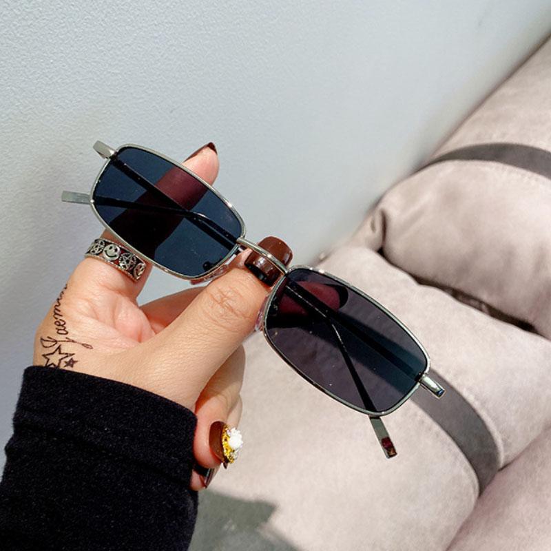 New Vintage Small Rectangle Sunglasses Men ladies Fashion Punk Square Sun Glasses Metal Frame Black Driving Eyewear