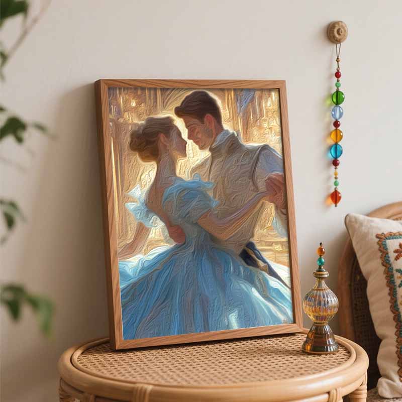 Disney oil painting painting art Cinderella and Prince dancing handmade diy painting home decoration gift